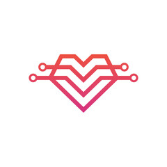 Wall Mural - heart tech logo template vector