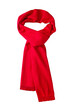 Red scarf isolated on white. Winter holidays design element. New year decor element.Christmas symbol.