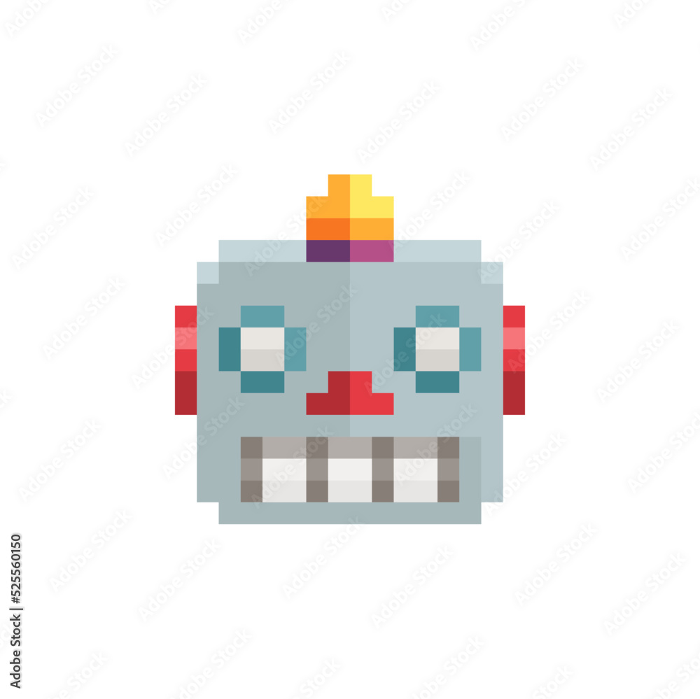 Robot pixel art character avatar profile picture. Flat style. Game ...