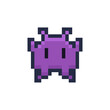 © thepolovinkin - Cute monster alien face or head symbol pixel art icon. Logo for game design. 8-bit. Isolated abstract vector illustration. Game assets. Design for stickers, web, mobile app.