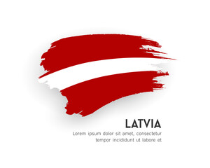 Wall Mural - Flag of Latvia, brush stroke design isolated on white background, EPS10 vector illustration