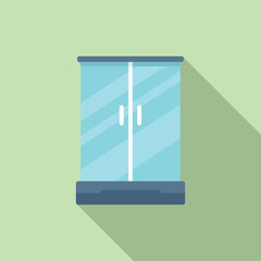 Poster - shower stall icon flat vector. glass cabin