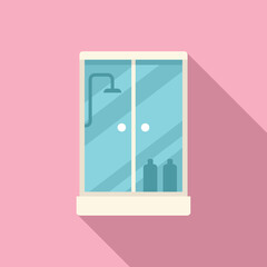 Canvas Print - Apartment shower cabin icon flat vector. Glass door