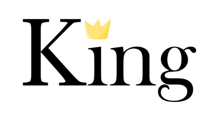 King word lettering card isolated on white background. T-shirt sublimation print template.