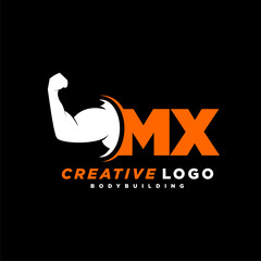 MX initial monogram for fitnes or gym logo with creative style design