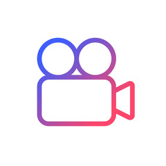 Sticker - Video camera pixel perfect gradient linear ui icon. Digital and analogue. Instrument for making films. Line color user interface symbol. Modern style pictogram. Vector isolated outline illustration