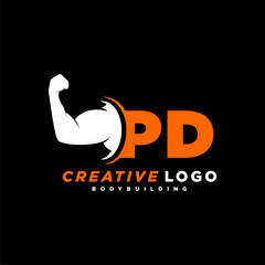 PD initial monogram for fitnes or gym logo with creative style design