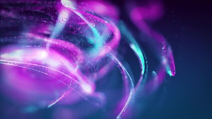 Aufkleber - Blue and purple particle stream. Digital data flow. Creative abstract background. Dynamic pattern with fluid simulation and light. 3D render
