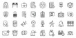 © anatolir - Rush job icons set outline vector. Internet boss
