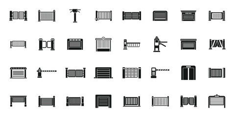 Poster - automatic gate icons set simple vector. electric door