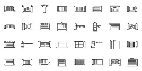 Poster - automatic gate icons set outline vector. electric door