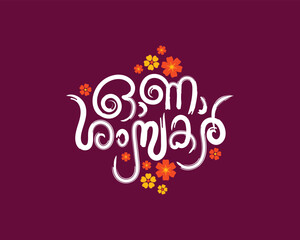 Wall Mural - KERALA ONAM GREETING ONAM ASHAMSAKAL IN MALAYALAM CALLIGRAPHY