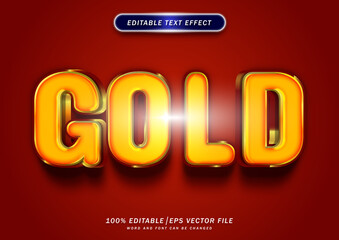 Poster - Gold text effect editable. 3d emboss cartoon editable text effect
