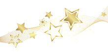Design Gold Stars Isolated On A White Background - Christmas And Celebration Banner