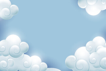 Blue Background Chinese traditional clouds are blue-white at the edges. Asian decorative element for sky design or pattern.