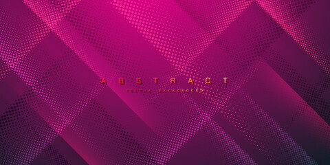 Poster - Purple background with abstract halftone dots.