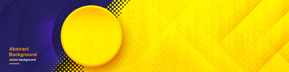 Poster - Yellow and blue background with halftone dots, texture design, bright poster, banner design template