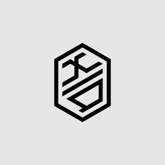 Sticker - XQ bold line geometric initial logo design which is good for branding