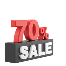 3D Seventy Percent Sale. 70% Sale. Sale Banner Decoration.