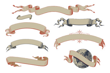 vintage ribbon banners set. isolated. vector illustration. for use as an announcement, celebration m