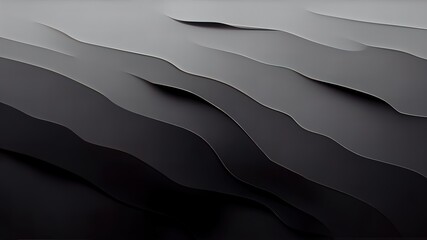 Wall Mural - Black textures wallpaper. Abstract 4k background silk, smooth, waves  pattern. Modern clean minimal backdrop design. Black and white high definition. 