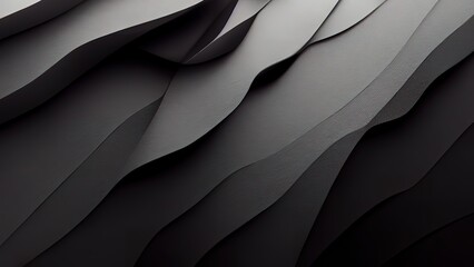 Black textures wallpaper. Abstract 4k background silk, smooth, waves  pattern. Modern clean minimal backdrop design. Black and white high definition. 