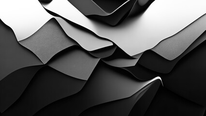 Wall Mural - Abstract dark, black and white shapes. 3d render. textured backdrop.