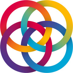 Canvas Print - Four Interlocked Rings In Rainbow Colors