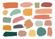 Collection Of Colorful Brush Strokes. Hand Drawn Vector Illustration. Isolated Objects On White Background.