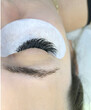 Close up of eyelash Extensions mega volume kim k wet effect
