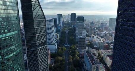 Wall Mural - Aerial shot of the Paseo De La Reforma avenue in Mexico City, North America