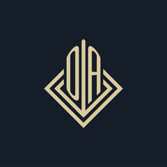 Initials OA logo rhombus lines shape style, luxury modern real estate logo design