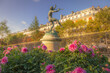 Luxembourg gardens with sculpture at springtime, Paris, France