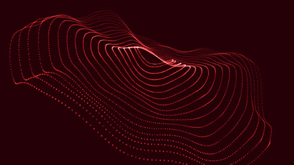 Poster - Digital technology background. Big Data visualization. Dynamic wave of glowing particles. Technology background vector. Vector illustration.