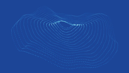 Poster - Digital technology background. Big Data visualization. Dynamic wave of glowing particles. Technology background vector. Vector illustration.