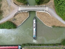 Top View Of Barges In The Harbour In Trowbridge, Wiltshire