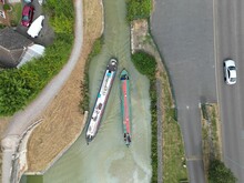 Top View Of Barges In The Harbor In Trowbridge, Wiltshire