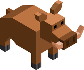 Poster - Wild pig low poly. Isometric swine. Polygonal animal