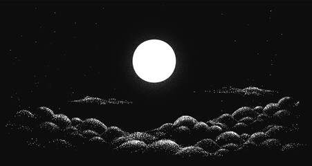 Wall Mural - view to full moon in the night