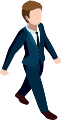 Poster - Walking businessman isometric character. Going to work