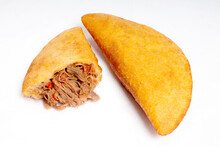 Fritish Empanada Stuffed With Meat. Traditional Food In Venezuela And Colombia
