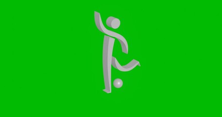 Poster - Animation of rotation of a white football soccer symbol with shadow. Simple and complex rotation. Seamless looped 4k animation on green chroma key background