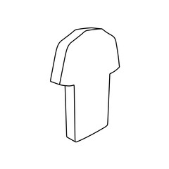Poster - The outline of a large t-shirt symbol is made with black lines. 3D view of the object in perspective. Vector illustration on white background
