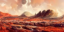 Mars Landscape Science Fiction Illustration 