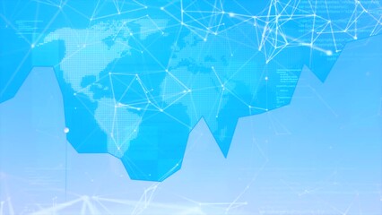 Poster - Corporate business background with a chart and plexus connected lines and dots. Motion. Concept of big data and technologies.