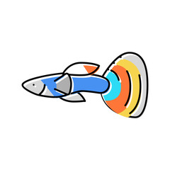 Sticker - guppy fish color icon vector illustration