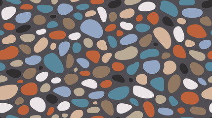 Pebble seamless pattern. Smooth stones background. Cobblestone paving texture. Sea or river pebbles repeating wallpaper. Vector 