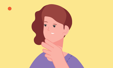 Fototapete - Woman on screen with recording sign. Video chat window