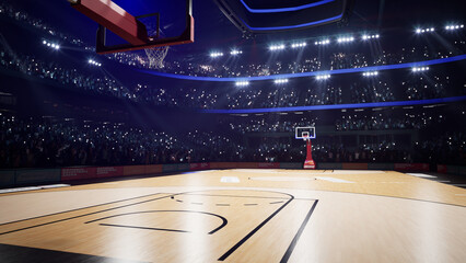 Basketball Arena with people crowds 3d render High quality 4k photo