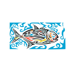 Wall Mural - Giant Trevally Side Tribal Art